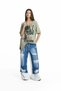 Khaki Text Printed Asymmetrical T-Shirt 19140