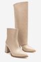 Women's Beige Leather Pointed Toe, Removable Heel Women's Heeled Boots and Boots - 7