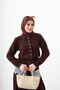Women's Lace Detailed Beaded Button Detail Knitwear Cardigan Brown
