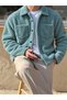 Men's Teddy Plush Shirt Jacket Double Pocket Buttoned Polo Collar Winter Overshirt - 2