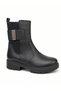 Black Genuine Leather Chunky Ankle Boots with Zipper and Elastic Strap |   Metal Logo Detailed - 4