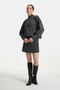 Women's Anthracite High Neck Handcrafted Floral Embroidered Knitwear Skirt Suit - 2
