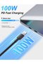 كابل شحن متعدد الاستخدامات قابل للسحب 3 في 1، شحن سريع 100 واط من USB-C/A إلى Lightning/USB-C/Micro USB - 7