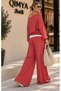 Buketli̇ Women's 3-Piece Set: T-Shirt with Inner Strap, One-Shoulder Blouse, and Elastic Waist Loose Pants. - 8