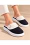 Women's Button Detailed Plush Soft Washable House Slippers Thick Soled Warm House Slippers - 3