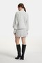 Women's Gray Stand Collar Handcrafted Floral Embroidered Knitwear Skirt Suit - 2