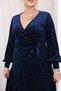Plus Size Patterned Double Breasted Collar Velvet Dress - 8