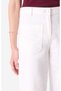 Women's White Front Pocket Flare Fit High Waist Denim Pants - 4