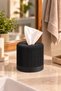Decorative Cylinder Napkin Holder & Toilet Paper Box - Modern Vertical Striped Roll Napkin Holder - Black - 6