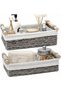 سلة تخزين منزلية مستطيلة الشكل منسوجة من حبل ورقي، مع بطانة قابلة للغسل، عبوة من قطعتين، سلال تخزين من القش