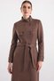 Gabardine Suede Overcoat with Snap Fasteners and Cape Detail K. Brown 6927 - 2