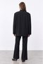 Women's Black Belted High Waist Loose-Leg Fabric Pants - 4