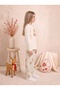 Girls & Baby Cotton Single Jersey Teddy Bear Printed Striped Straight Leg Long Sleeve Pajama Set Ecru - 3