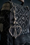 Silver Skeleton Rose Barbed Wire Heart Bag Ornament - 2