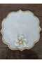 6 Embroidered Coffee Presentation Napkins with Floral Brooches - 3