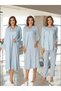 Women's Blue Special Design Lace Detailed Maternity Dressing Gown Nightgown Pajama Set 4-Piece Set - 3