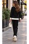 Women's High Waist Wide Leg Pants Heart Embroidered Knitwear Set - 2