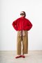 Women's Adjustable Waist Double Pocket Shirt Collar Jacket Red - 3