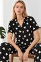 Women's Heart Short Sleeve Black Pajama Set 4825