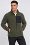 Men's Khaki Fleece Fabric Jacket Soft Winter Jacket with 3 Pockets and Front Piece Detail Soft Textured - 6