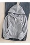 Unisex Gray Horse Figured Zipper Hoodie - Oversized Hooded Sweatshirt Cardigan with Pockets