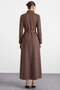 Gabardine Suede Overcoat with Snap Fasteners and Cape Detail K. Brown 6927 - 6