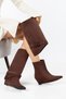 Dalinda Non-Removable Shark Lock Conch Model Wedge Heel Suede Women's Brown Boots - 7