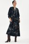 Black Italian 100% Cotton Velvet Half-Button Floral Patterned Long Velvet Dress 60 - 46 Size
