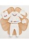 5 Piece 100% Cotton Floral Embroidered Newborn Baby Girl Hospital Discharge Bodysuit Set with Gift Box - 3