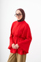 Women's Waist-Tied Lace Detail Tunic Red - 4