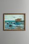 Coastal Cottage in the Blue Sea - Vintage Patterned Painting - Fine Model