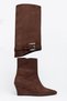 Dalinda Non-Removable Shark Lock Conch Model Wedge Heel Suede Women's Brown Boots