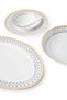 56 Piece Porcelain Dinner Set - Dishes, Plates - Dinner Plate, Side Plate, Bowl, Cups, Serving Dish And Bowl - Serves 6 - Festive Design White/Gold Web White/Gold Web - 4