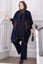 Punch-Tricot Three-Piece Set Navy Blue-Brown