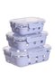 3 Pack Glass Food Storage Container with Silicone Sleeve and