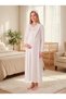 New Season Ecru Jacquard Winter Full-Length Button Detailed Design Long Sleeve Maternity Nightgown Set of 2 - 7