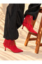 Savanna Red Suede 5 cm Thin Heel Tassel Detail Women's Boots Botties - 3