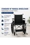 18" Manual Wheelchair for Adults & Seniors – Foldable Chrome Steel Wheelchair, 115kg Weight Capacity, Swing-Away Footrests, Detachable Armrests, Flat-Free PU Mag Wheels, Medical Grade Mobility Chair - 3