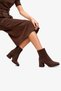 Women's Thick Heeled Square Toe Boots Lenas Brown Suede - 6