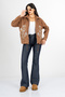 Women's Winter Tan Florencia Sequin Embroidered Suede Jacket 8654 - 3