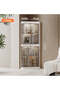 2 Layers Narrow Corner Bathroom Storage Cabinet with Doors for Kitchen Pantry Laundry Living Room Bedroom, 49.2 x 36.2 x 110.5 cm, White - 2
