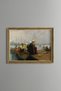 Women and Boats on the Shore - Vintage Patterned Painting - Fine Model