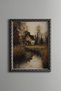 Trees and Old House by the River - Vintage Patterned Painting - Fine Model