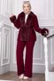 Fur-Trimmed Luxury Knitwear Set Burgundy - 4