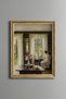 Flowers and Sitting Woman in Front of the Window - Vintage Patterned Painting - Fine Model
