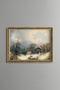Horse Carriage on Snowy Village Road - Vintage Patterned Painting - Fine Model