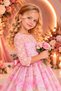 Floral Patterned Lace Roba Detachable Flower Brooch Girls' Evening Dress - 4