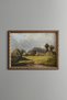 Village Houses among Green Hills - Vintage Patterned Painting - Fine Model