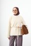 Women's Crew Neck Waist Tie Knitwear Tunic Cream - 2