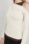 Women's Ecru Boat Neck Ribbed Blouse with Inner Blouse - 3